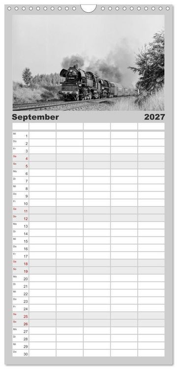 Produktbild: Familienplaner 2027 - Dampfloks in der DDR mit 5 Spalten (Wandkalender, 21 x 45 cm) CALVENDO
