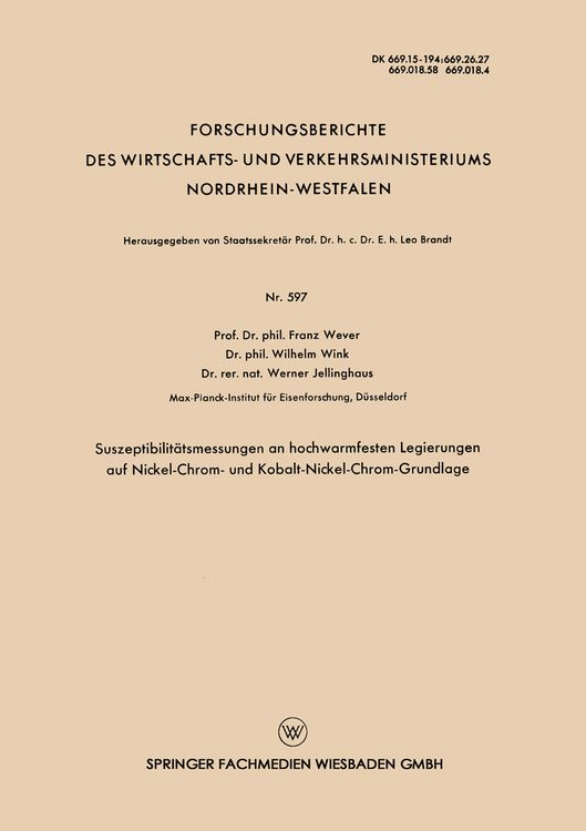 Produktbild: Suszeptibilit&auml;tsmessungen an hochwarmfesten Legierungen auf Nickel-Chrom- und Kobalt-Nickel-Chrom-Grundlage