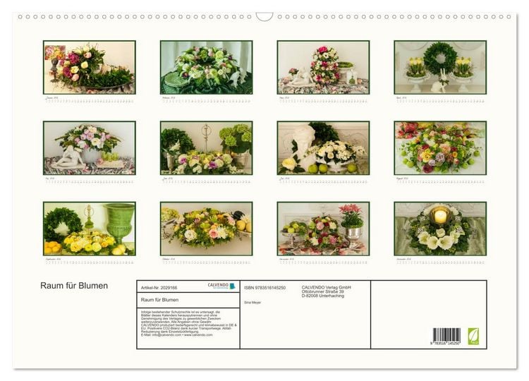 Produktbild: Raum f&uuml;r Blumen (Wandkalender 2026 DIN A2 quer), CALVENDO Monatskalender