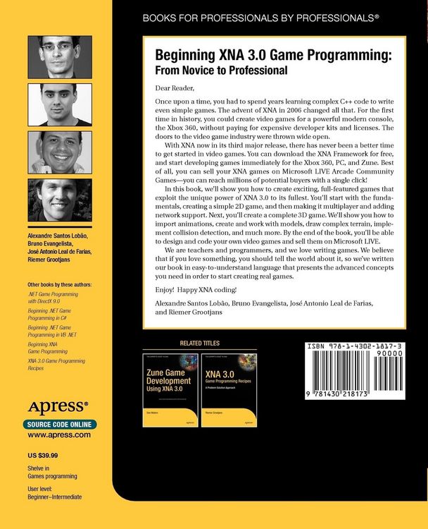 Produktbild: Beginning XNA 3.0 Game Programming