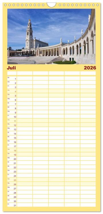Produktbild: Familienplaner 2026 - Portugal mit 5 Spalten (Wandkalender, 21 x 45 cm) CALVENDO