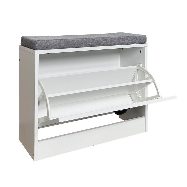 Produktbild: HTI-Living Schuhschrank Thekla 1 Klappe 60 cm Wei&szlig; mit Sitzkissen