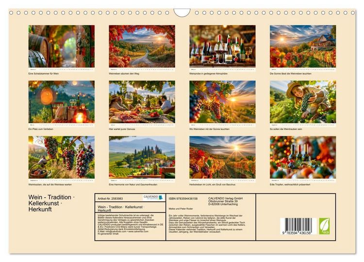 Produktbild: Wein - Tradition &middot; Kellerkunst &middot; Herkunft (Wandkalender 2027 DIN A3 quer), CALVENDO Monatskalender