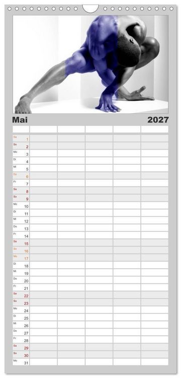 Produktbild: Familienplaner 2027 - Naked men behind the colors &ndash; &Auml;sthetische Aktfotografien mit 5 Spalten (Wandkalender, 21 x 45 cm) CALVENDO