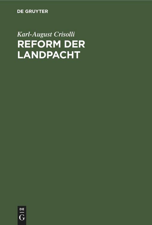 Produktbild: Reform der Landpacht