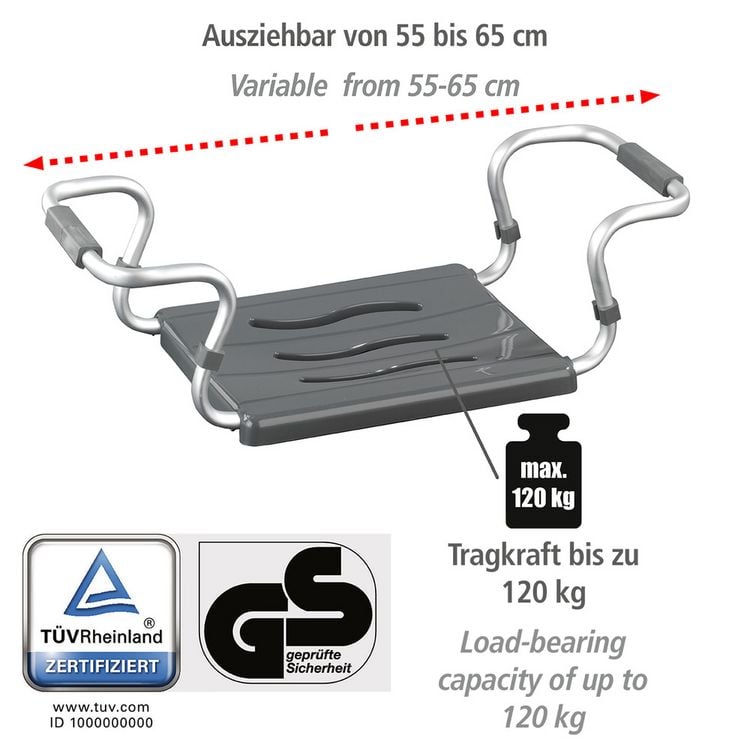 Produktbild: Badewannensitz Mod. Secura Silber, 120 kg Tragkraft
