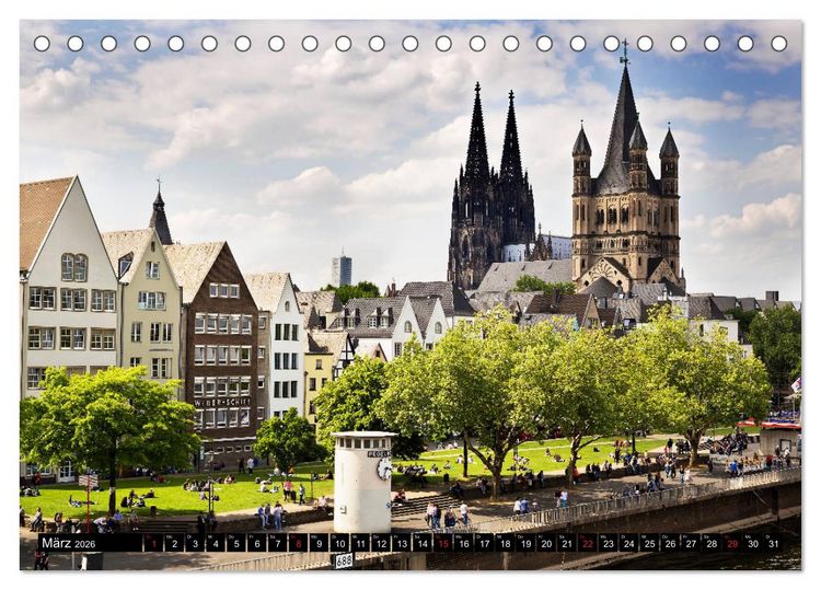 Produktbild: K&Ouml;LN AUSBLICK - RHEINBLICK (Tischkalender 2026 DIN A5 quer), CALVENDO Monatskalender