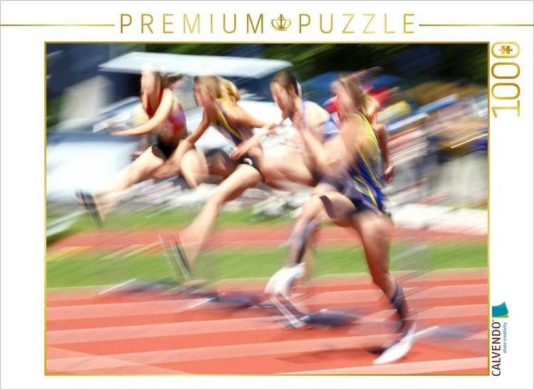 Produktbild: CALVENDO Puzzle Kopf an Kopf-Rennen: Wettkampf im H&uuml;rdenlauf | 1000 Teile Lege-Gr&ouml;&szlig;e 64x48cm Foto-Puzzle f&uuml;r gl&uuml;ckliche Stunden