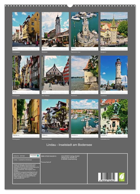 Produktbild: Lindau - Inselstadt am Bodensee (hochwertiger Premium Wandkalender 2026 DIN A2 hoch), Kunstdruck in Hochglanz
