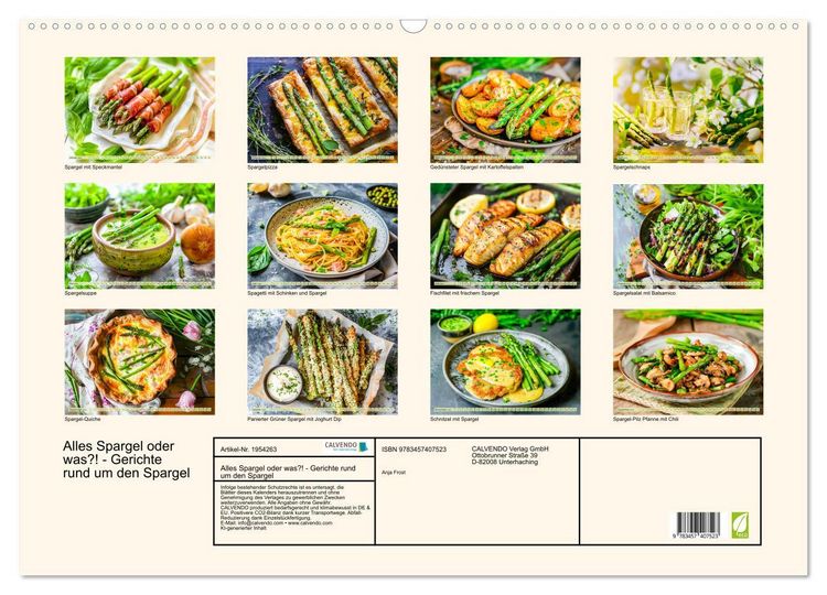 Produktbild: Alles Spargel oder was?! - Gerichte rund um den Spargel (Wandkalender 2026 DIN A2 quer), CALVENDO Monatskalender
