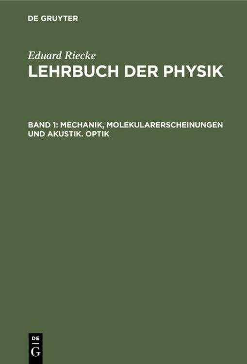 Produktbild: Mechanik, Molekularerscheinungen und Akustik. Optik