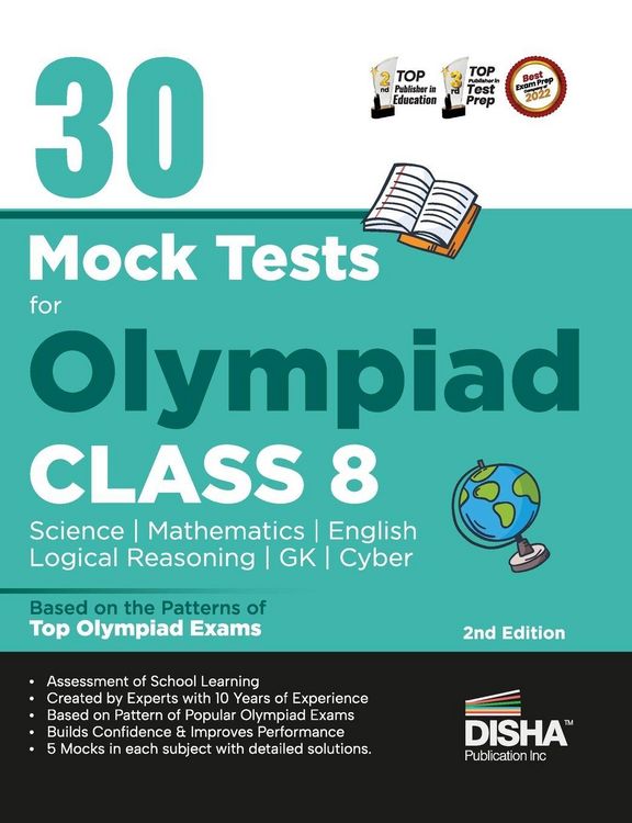 Produktbild: 30 Mock Test Series for Olympiads Class 8 Science, Mathematics, English, Logical Reasoning, GK/ Social & Cyber 2nd Edition