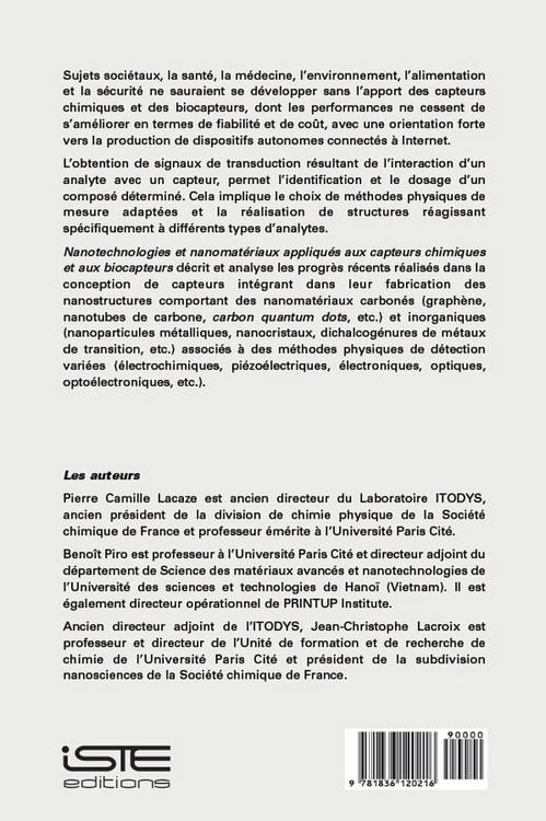 Produktbild: Nanotechnologies et nanomat&eacute;riaux appliqu&eacute;s aux capteurs chimiques et aux biocapteurs