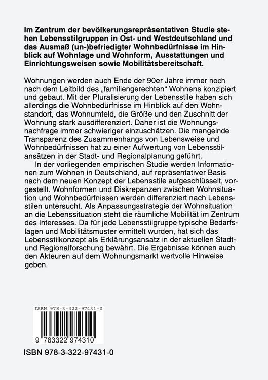 Produktbild: Lebensstile, Wohnbed&uuml;rfnisse und r&auml;umliche Mobilit&auml;t