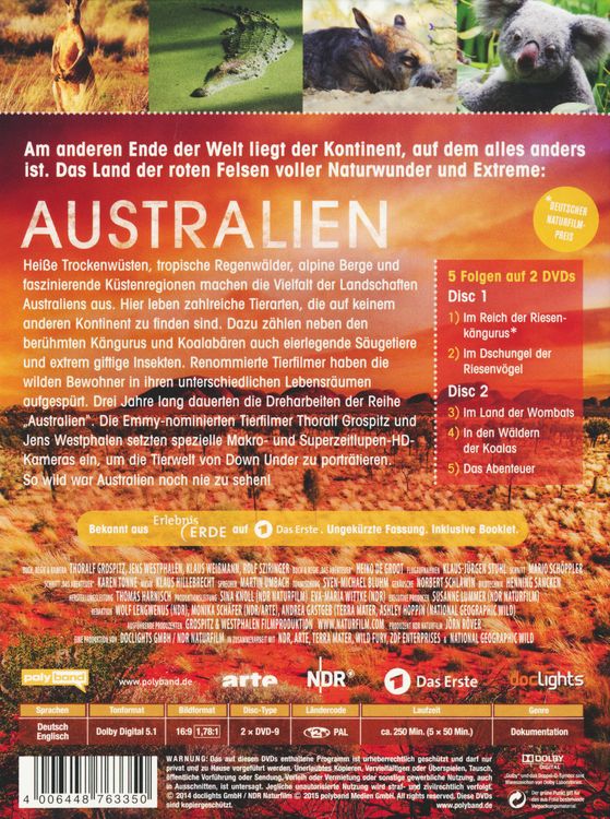 Produktbild: Australien - Kontinet der Gegens&auml;tze und Extreme - ungek&uuml;rzte Fassung [2 DVDs]