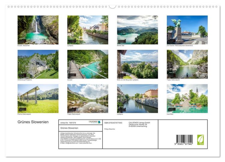 Produktbild: Gr&uuml;nes Slowenien (hochwertiger Premium Wandkalender 2026 DIN A2 quer), Kunstdruck in Hochglanz