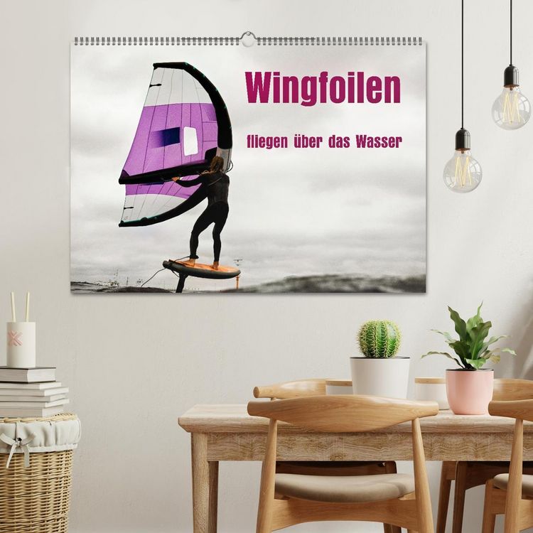 Produktbild: Wingfoilen - fliegen &uuml;ber das Wasser (Wandkalender 2026 DIN A2 quer), CALVENDO Monatskalender