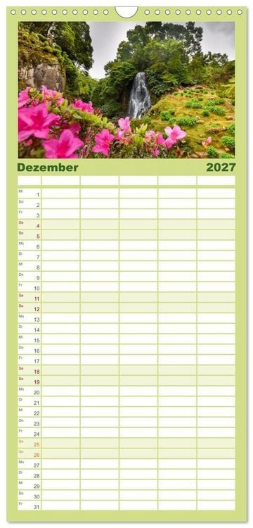 Produktbild: Familienplaner 2027 - Azoreninsel S&atilde;o Miguel mit 5 Spalten (Wandkalender, 21 x 45 cm) CALVENDO