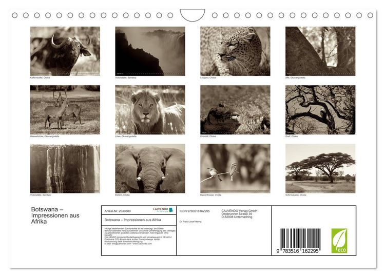 Produktbild: Botswana &ndash; Impressionen aus Afrika (Wandkalender 2026 DIN A4 quer), CALVENDO Monatskalender