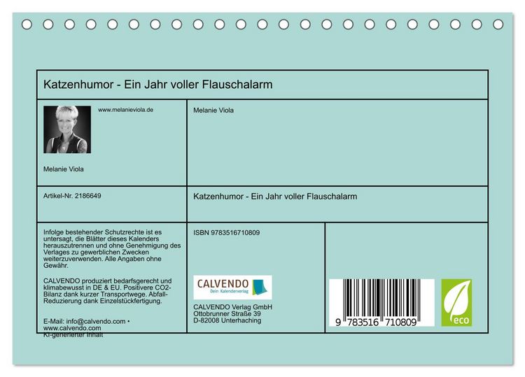 Produktbild: Katzenhumor - Ein Jahr voller Flauschalarm (Tischkalender 2026 DIN A5 quer), CALVENDO Monatskalender