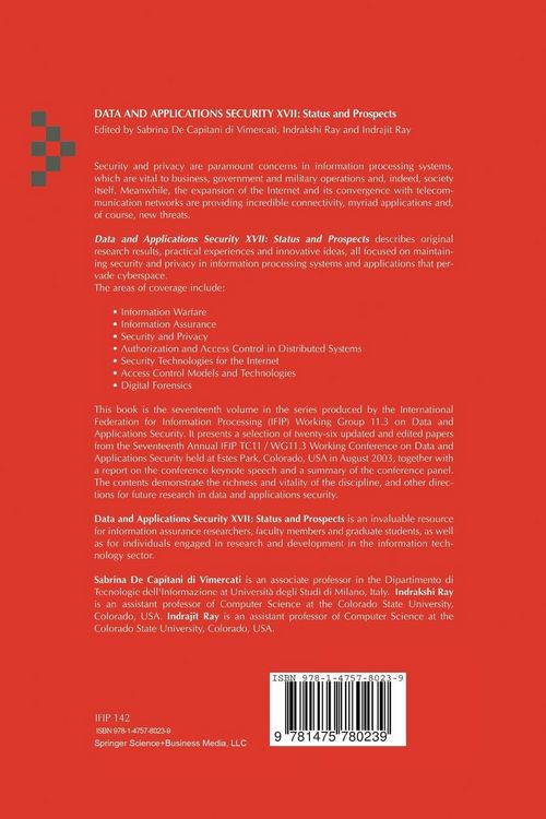 Produktbild: Data and Applications Security XVII