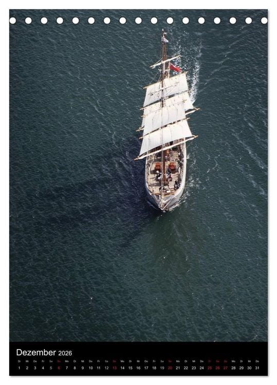 Produktbild: Segelschiffe von damals (Tischkalender 2026 DIN A5 hoch), CALVENDO Monatskalender
