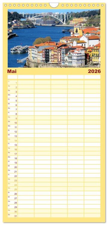 Produktbild: Familienplaner 2026 - St&auml;dtereise nach Porto mit 5 Spalten (Wandkalender, 21 x 45 cm) CALVENDO
