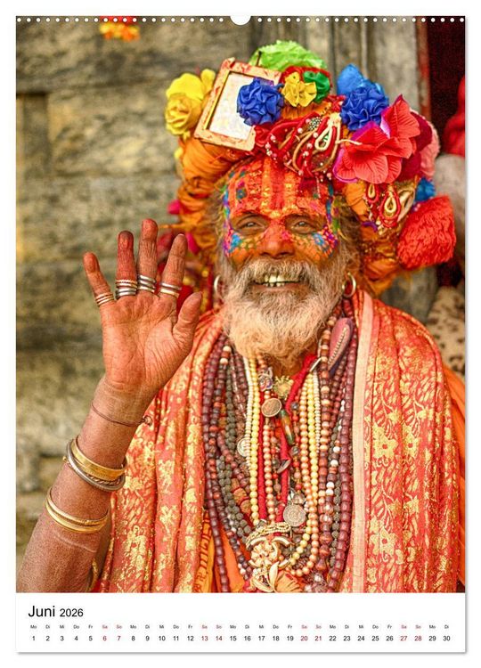 Produktbild: Sadhus - Die heiligen M&auml;nner von Nepal (hochwertiger Premium Wandkalender 2026 DIN A2 hoch), Kunstdruck in Hochglanz