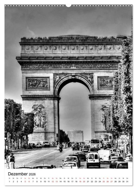 Produktbild: Paris schwarz wei&szlig; 2026 (Wandkalender 2026 DIN A2 hoch), CALVENDO Monatskalender