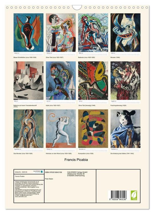 Produktbild: Francis Picabia (Wandkalender 2027 DIN A3 hoch), CALVENDO Monatskalender