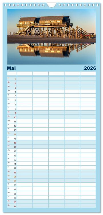 Produktbild: Familienplaner 2026 - Sankt Peter-Ording: Die raue Sch&ouml;nheit an der Nordsee mit 5 Spalten (Wandkalender, 21 x 45 cm) CALVENDO