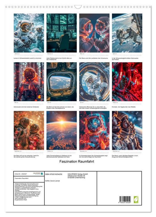 Produktbild: Faszination Raumfahrt (Wandkalender 2026 DIN A2 hoch), CALVENDO Monatskalender