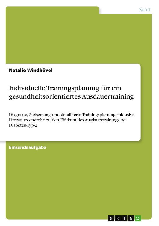 Produktbild: Individuelle Trainingsplanung f&uuml;r ein gesundheitsorientiertes Ausdauertraining