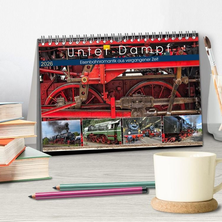 Produktbild: Unter Dampf - Eisenbahnromantik aus vergangener Zeit (Tischkalender 2026 DIN A5 quer), CALVENDO Monatskalender