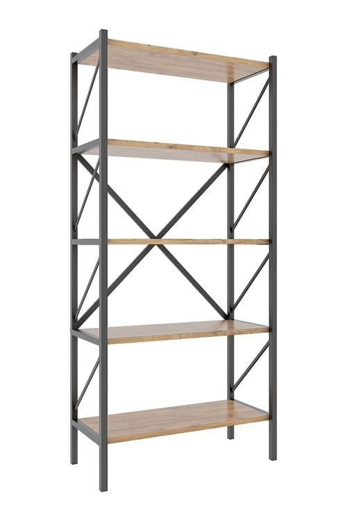 Produktbild: Holz Metall Stand Regal B&uuml;ro B&uuml;cher Insasi 5fach