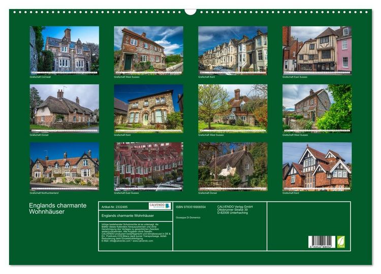 Produktbild: Englands charmante Wohnh&auml;user (Wandkalender 2027 DIN A2 quer), CALVENDO Monatskalender