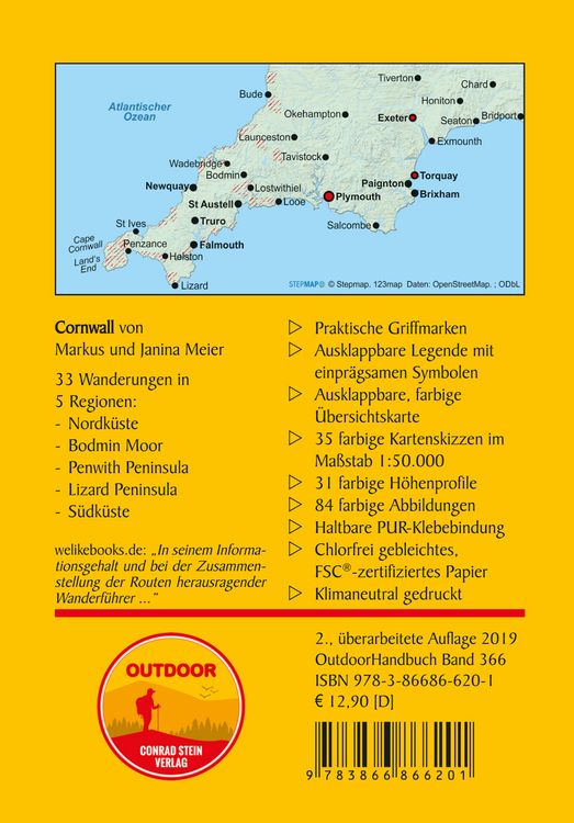 Produktbild: Cornwall 33 Wanderungen zwischen Mooren, Sandstr&auml;nden und Steilk&uuml;ste