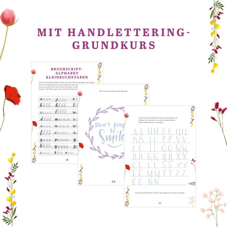 Produktbild: Design Paper A5 Sag's mit Blumen. Mit Handlettering-Grundkurs