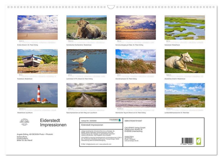 Produktbild: Eiderstedt Impressionen (Wandkalender 2026 DIN A2 quer), CALVENDO Monatskalender