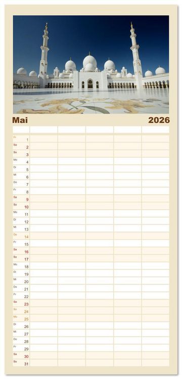 Produktbild: Familienplaner 2026 - Abu Dhabi, eine Stadt der Zukunft. mit 5 Spalten (Wandkalender, 21 x 45 cm) CALVENDO