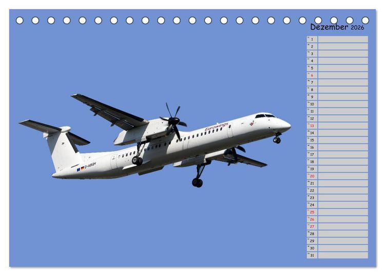 Produktbild: Flugzeuge &ndash; Starts und Landeanfl&uuml;ge Geburtstagsplaner (Tischkalender 2026 DIN A5 quer), CALVENDO Monatskalender
