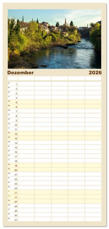 Produktbild: Familienplaner 2026 - Die Altstadt von Mostar mit 5 Spalten (Wandkalender, 21 x 45 cm) CALVENDO