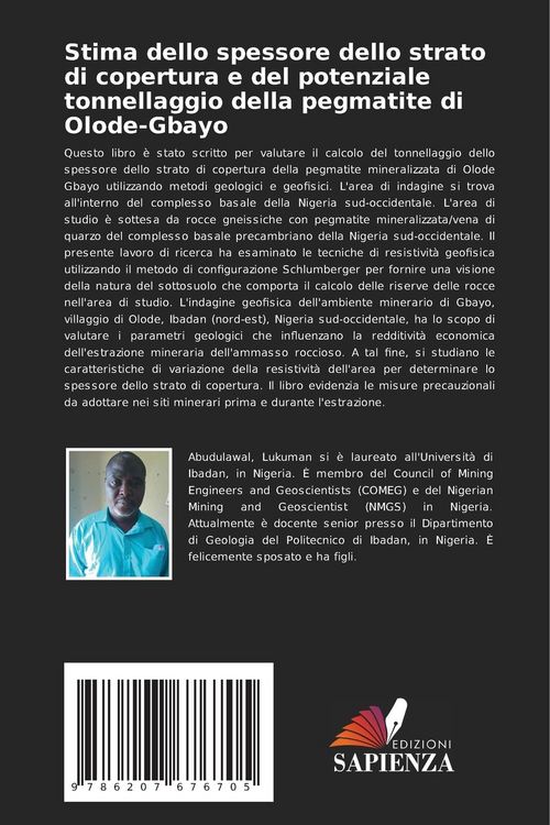 Produktbild: Stima dello spessore dello strato di copertura e del potenziale tonnellaggio della pegmatite di Olode-Gbayo