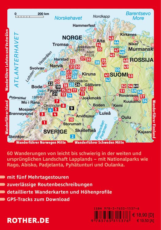 Produktbild: ROTHER Wanderf&uuml;hrer Lappland. 60 Tages- und Mehrtagestouren in Schwedisch-, Norwegisch- und Finnisch-Lappland