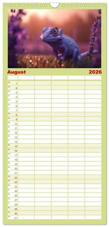 Produktbild: Familienplaner 2026 - Cham&auml;leon-Verwandlungen. Ein Jahr voller Ver&auml;nderungen mit 5 Spalten (Wandkalender, 21 x 45 cm) CALVENDO