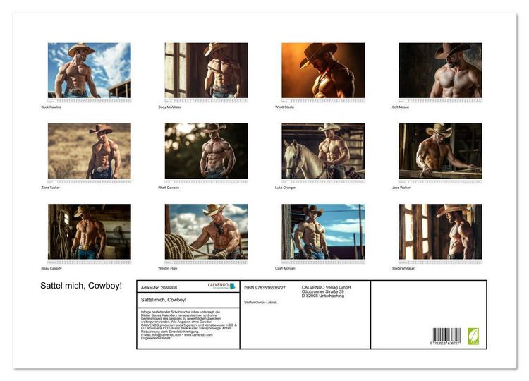 Produktbild: Sattel mich, Cowboy! (Wandkalender 2026 DIN A2 quer), CALVENDO Monatskalender