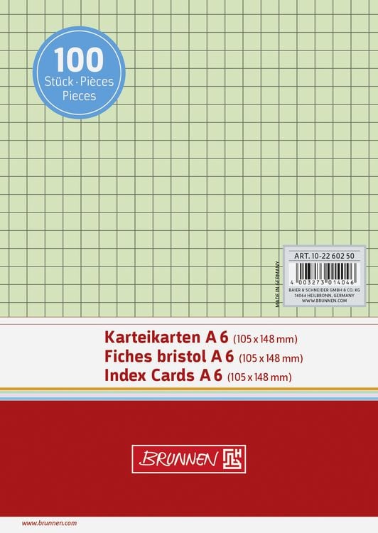 Produktbild: Brunnen Karteikarte A6 kar gn 100St