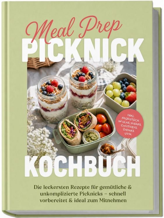 Produktbild: Meal Prep Picknick Kochbuch: Die leckersten Rezepte f&uuml;r gem&uuml;tliche & unkomplizierte Picknicks &ndash; schnell vorbereitet & ideal zum Mitnehmen - inkl. Fr&uuml;hst&uuml;ck im Glas, Wraps, Chutneys, Drinks uvm.