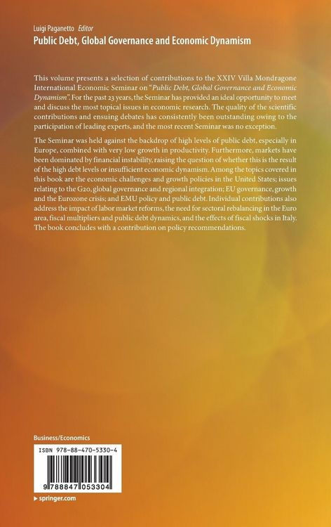 Produktbild: Public Debt, Global Governance and Economic Dynamism