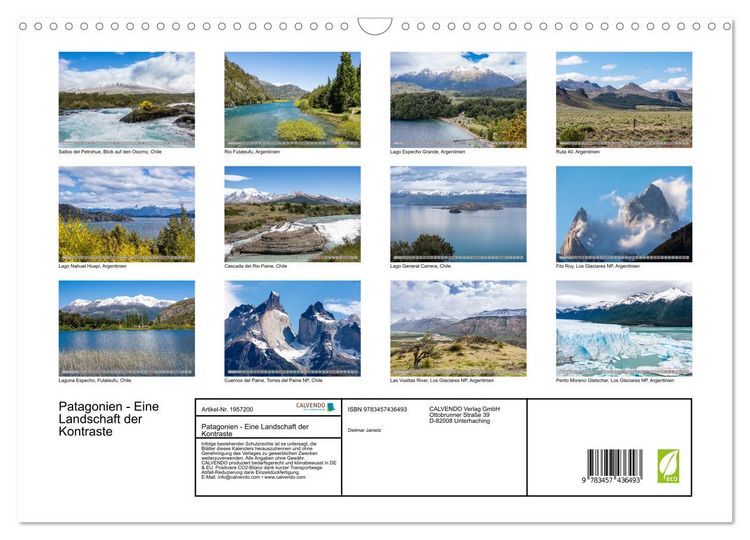 Produktbild: Patagonien - Eine Landschaft der Kontraste (Wandkalender 2026 DIN A3 quer), CALVENDO Monatskalender